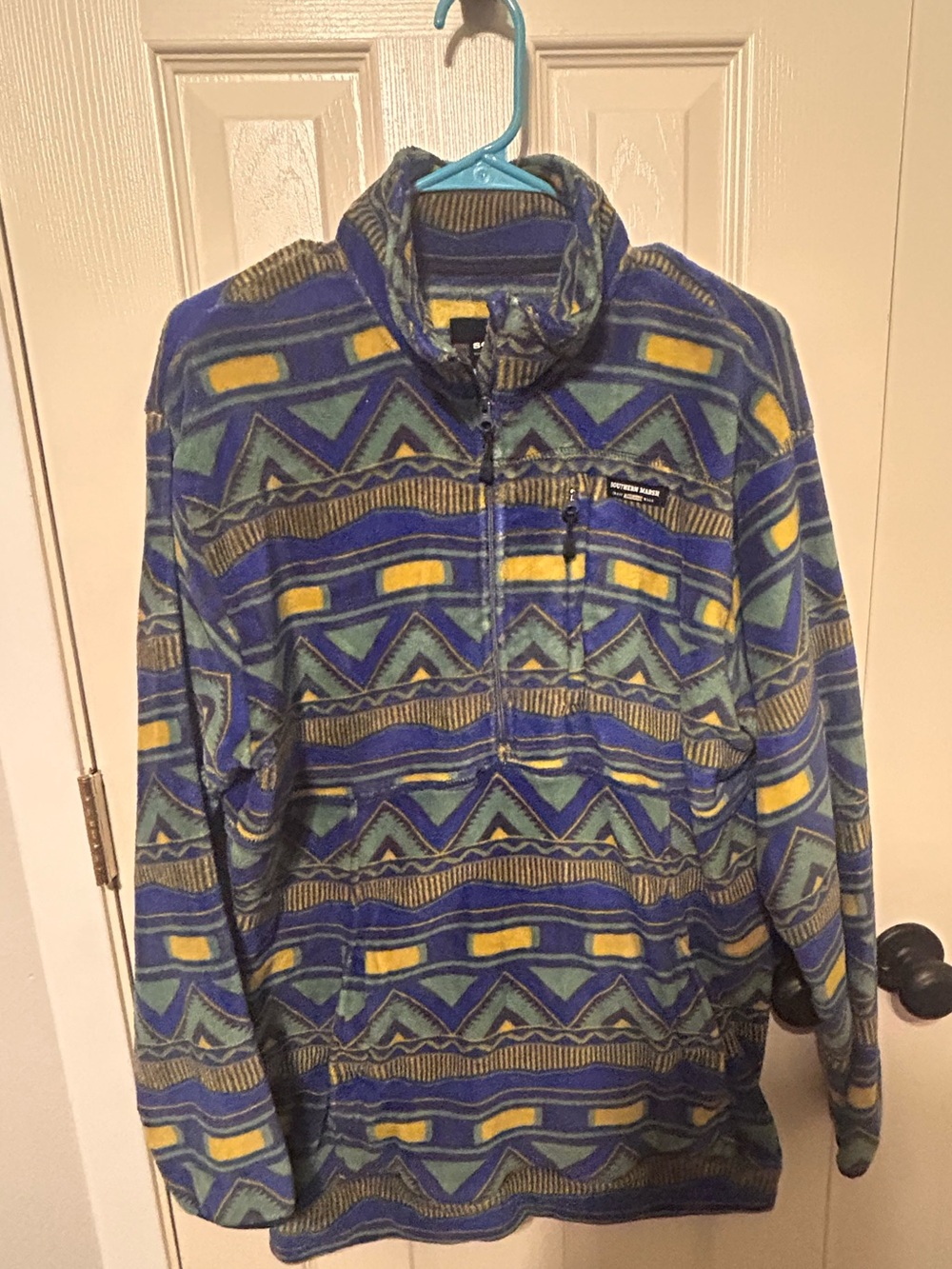 Southern Marsh Men’s Pattern Fleece Pullover - Blue & Green